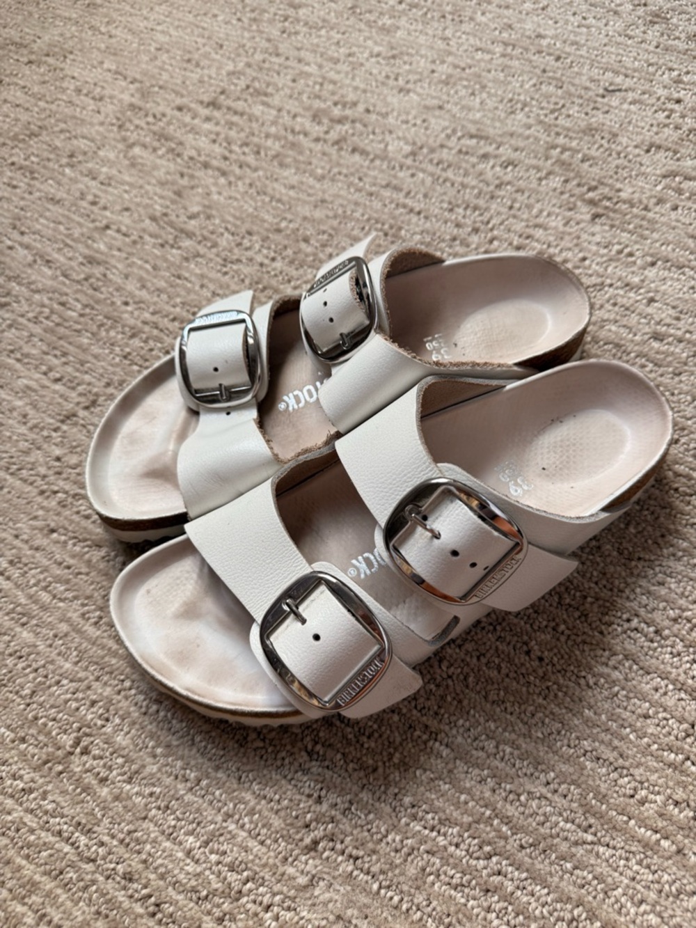 Birkenstock White Double Buckle Sandals - Picture 2 of 3